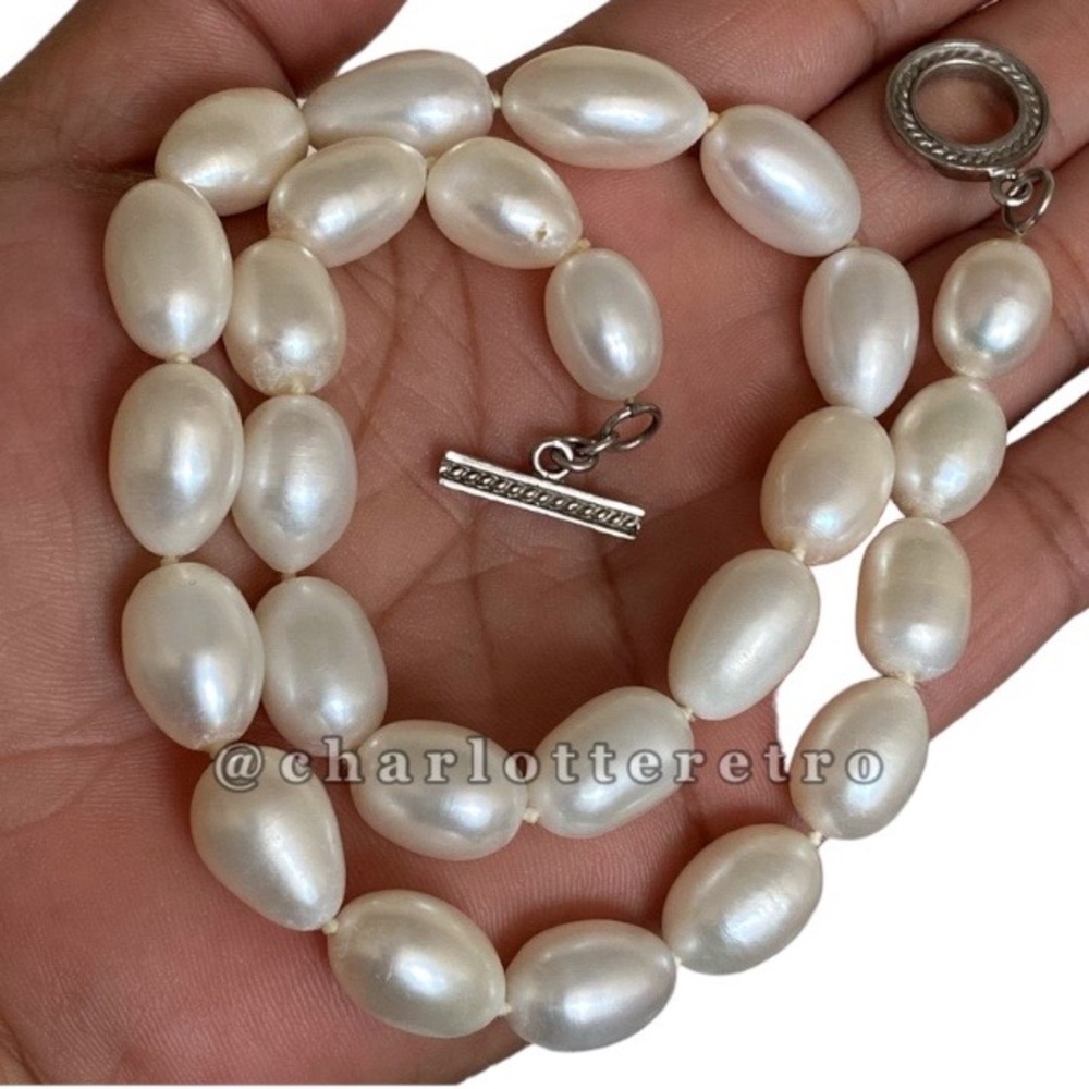 vtg Luc Lameth 925 Sterling Pearl Necklace